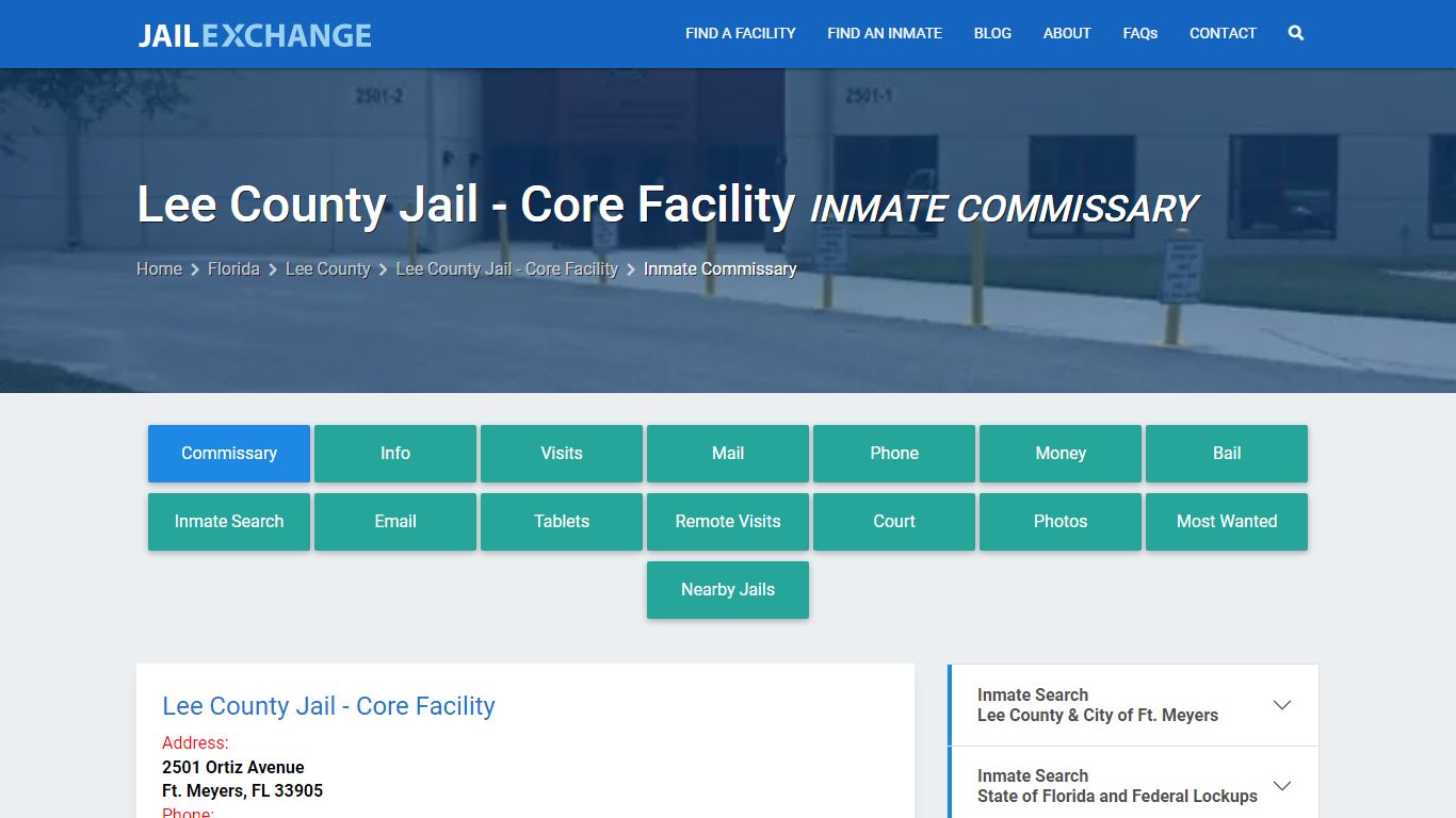 Lee County Jail - Core Facility Inmate Commissary
