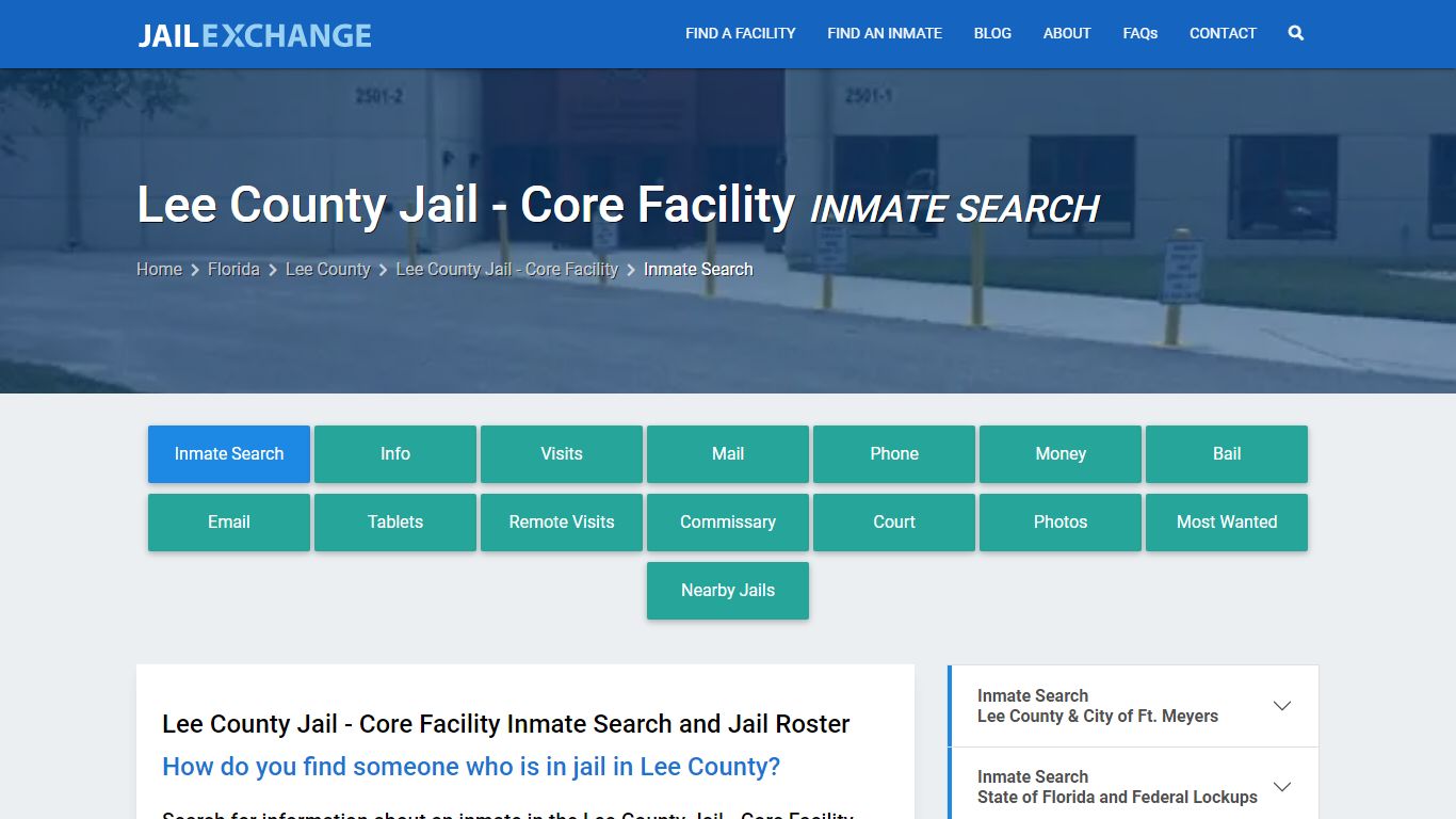 Lee County Jail - Core Facility Inmate Search - Jail Exchange